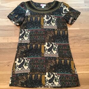 Anuna’s Short Sleeve Crewneck Patchwork Shift Dress Women’s L